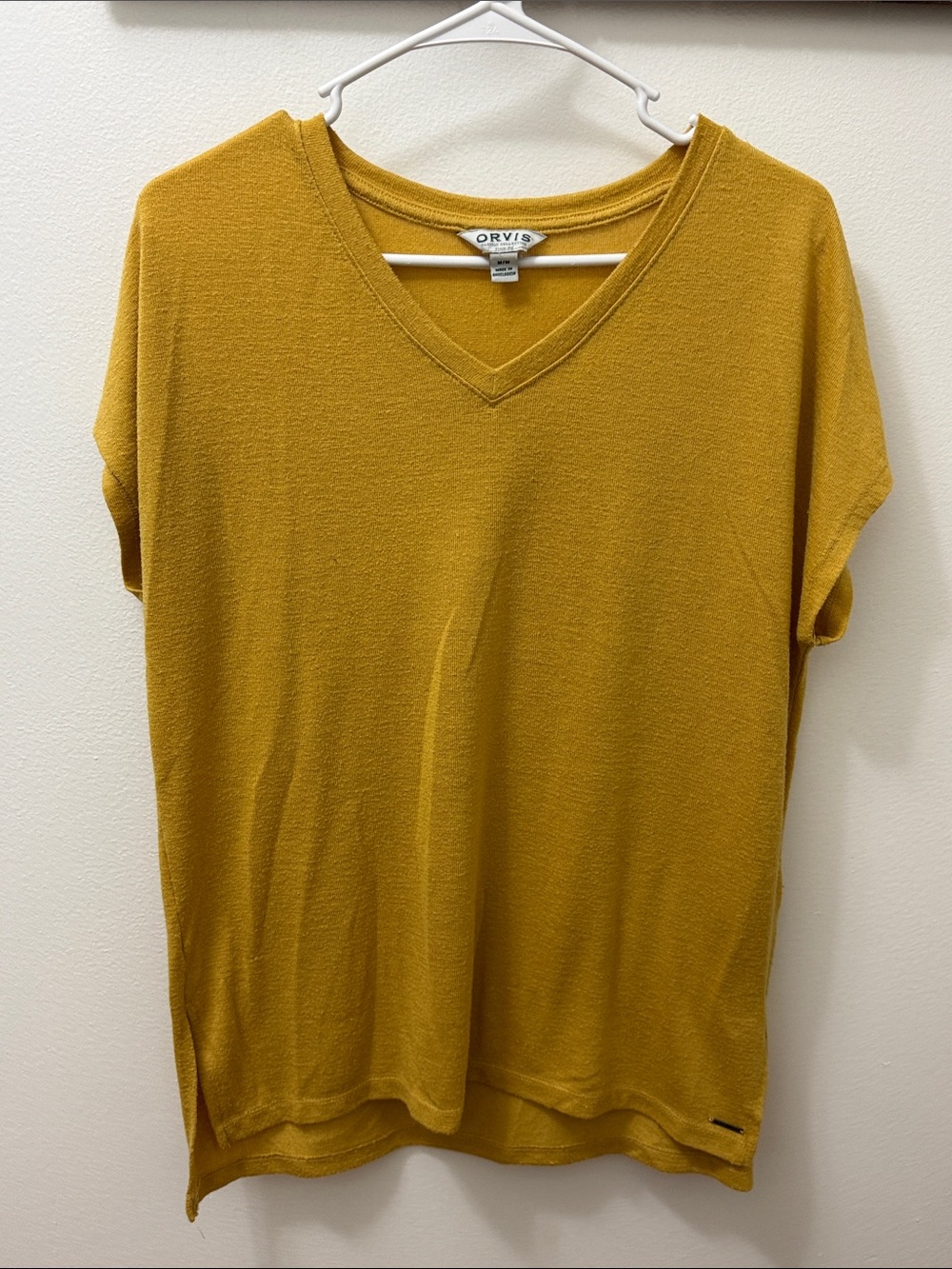 Orvis Women's Mustard V-Neck Short Sleeve Top